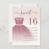 Invitation 16e anniversaire Rose Gold Glam Seize anniversaire (Devant)