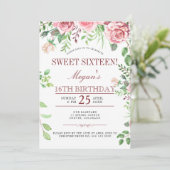 Invitation 16e anniversaire Rose rose Roses Chic Sweet sixtee (Debout devant)