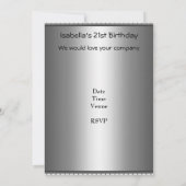 Invitation 16e anniversaire Rouge Noir Coeur Floral Argent (Dos)
