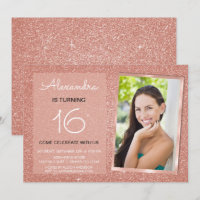 16e anniversaire Sparkle Rose Gold Blush Pink Phot