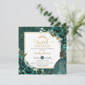 Invitation 16e anniversaire Sweet 16 Emerald Green Floral Inv (Debout devant)