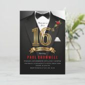 Invitation 16e Anniversaire Sweet 16 Smoking (Debout devant)