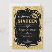 Invitation 16e anniversaire - Sweet sixteen Gold Black (Devant)