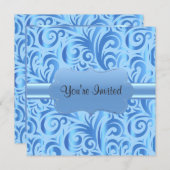 Invitation 16e anniversaire| Verr bleu, argent et blanc (Devant / Derrière)