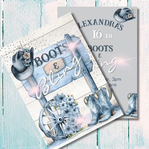 Invitation 16e Bottes de fille Bling Western Pink Blue