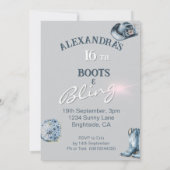 Invitation 16e Bottes de fille Bling Western Pink Blue (Dos)