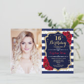 Invitation 16e fête d'anniversaire avec photo - Marine Gold R (Debout devant)