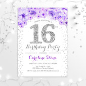 Invitation 16e fête d'anniversaire - Blanc Silver violet