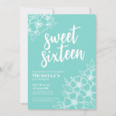 Invitation 16e fête d'anniversaire du Sweet sixteen floral mo (Devant)