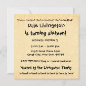 Invitation 16e fête d'anniversaire Gold moderne et Noir (Dos)