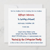 Invitation 16e fête d'anniversaire Moderne Géométrique Bleu W (Dos)