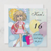 Invitation 16e Fille Anniversaire (Devant)