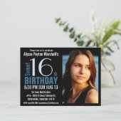 Invitation 16e parti : Cute Mod Blue et Black Photo Sweet (Debout devant)