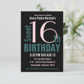 Invitation 16e parti Turquoise et noir sucré (Debout devant)