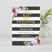 Invitation 16ème Ado d'invitation d'anniversaire floral (Debout devant)