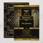 Invitation 16ème, anniversaire 16ème, style de Gatsby, (Devant / Derrière)
