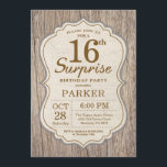 Invitation 16ème bois d'invitation d'anniversaire de surprise<br><div class="desc">16ème arrière - plan en bois d'invitation d'anniversaire de surprise rustique. Fête d'anniversaire adulte. Invitation de coup d'anniversaire d'homme. 13ème 16ème 18ème 20ème 21ème 30ème quarantième cinquantième soixantième soixante-dixième quatre-vingtième quatre-vingt-dixième 100th, tout âge. Pour davantage de personnalisation, cliquez sur svp la "personnaliser il" bouton et utilisez notre outil de conception...</div>