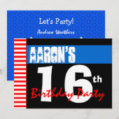 Invitation 16ème Étoiles bleues lumineuses modernes 2B2A de (Devant / Derrière)