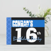 Invitation 16ème Étoiles bleues lumineuses modernes 2B2A de (Debout devant)