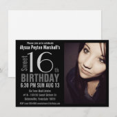 Invitation 16ème fête d'anniversaire de XL de bonbon moderne (Devant / Derrière)