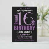 Invitation 16ème partie de bonbon moderne noir et pourpre aux (Debout devant)