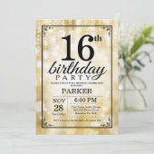 Invitation 16ème Parties scintillantes d'or d'invitation (Debout devant)