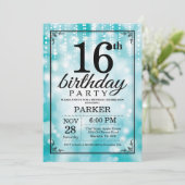 Invitation 16ème Parties scintillantes turquoises (Debout devant)