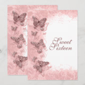 Invitation 16ème rose de fête d'anniversaire de "sweet (Devant / Derrière)