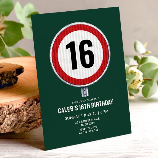 Invitation 16th Birthday Speed Limit Sign - ANY AGE