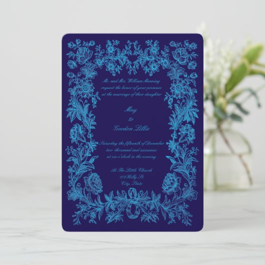 Invitation 1770 Botanique Floral Border Mariage (Debout devant)