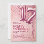 Invitation 17e anniversaire Ado fille Rose or (Devant)