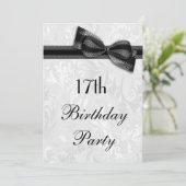 Invitation 17e anniversaire Damask et Faux Bow (Debout devant)