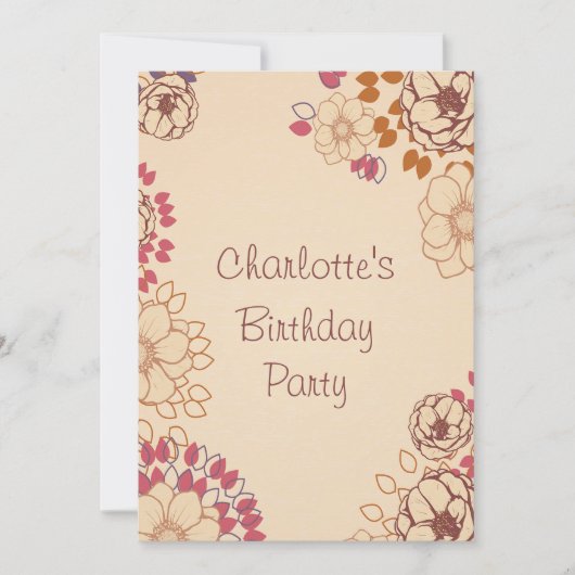 Invitation 17e anniversaire de la fille Cute Modern Floral (Devant)