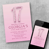 Invitation 17e anniversaire Diamants roses