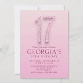 Invitation 17e anniversaire Diamants roses (Devant)