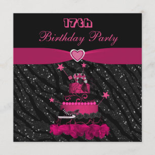 Invitation 17e anniversaire du "Pink Cake & Zebra Stripes"