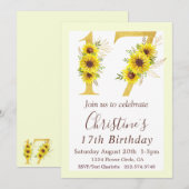 Invitation 17e anniversaire du tournesol (Devant / Derrière)