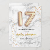 Invitation 17e anniversaire - Effet de marbre des Ballons d'o (Devant / Derrière)