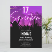 Invitation 17e anniversaire fête Pink Neon (Debout devant)