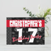 Invitation 17e anniversaire Grunge Texte pour lui A08 (Debout devant)