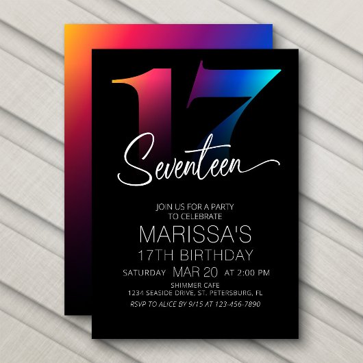 Invitation 17e anniversaire Moderne