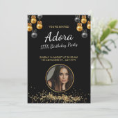 INVITATION 17E ANNIVERSAIRE NOIR ÉLÉGANT ET MODERNE AVEC BALL (Debout devant)