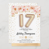 Invitation 17e fête d'anniversaire - Ballons d'or (Devant / Derrière)