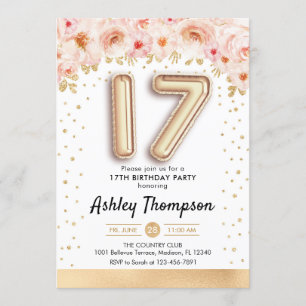 Invitation 17e fête d'anniversaire - Ballons d'or