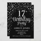 Invitation 17e fête d'anniversaire - Black & Silver (Devant / Derrière)
