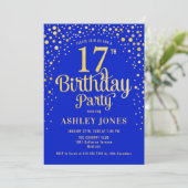Invitation 17e fête d'anniversaire - Royal Blue & Gold (Debout devant)