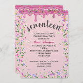 Invitation 17ème Anniversaire Pink Icing Et Sprinkles (Devant / Derrière)