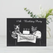 Invitation 17ème fête d'anniversaire de chatons vintages (Debout devant)
