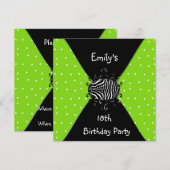 Invitation 18 ans vert citron noir et blanc (Devant / Derrière)