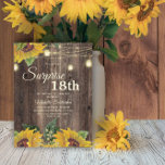 Invitation 18e<br><div class="desc">Bois rustique,  tournesols jaunes verdoyants,  lampes à cordes étincelantes et lanternes Surprise 18ème anniversaire invitation pour les femmes. Contactez-nous pour obtenir de l'aide sur la personnalisation ou pour demander des produits correspondants.</div>